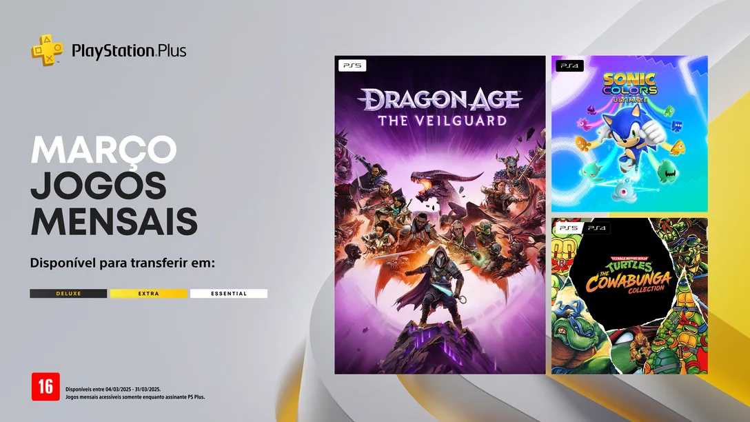 PlayStation Plus em março tá só porrada! Dragon Age, Sonic Colors e Tartarugas Ninja no rolê!