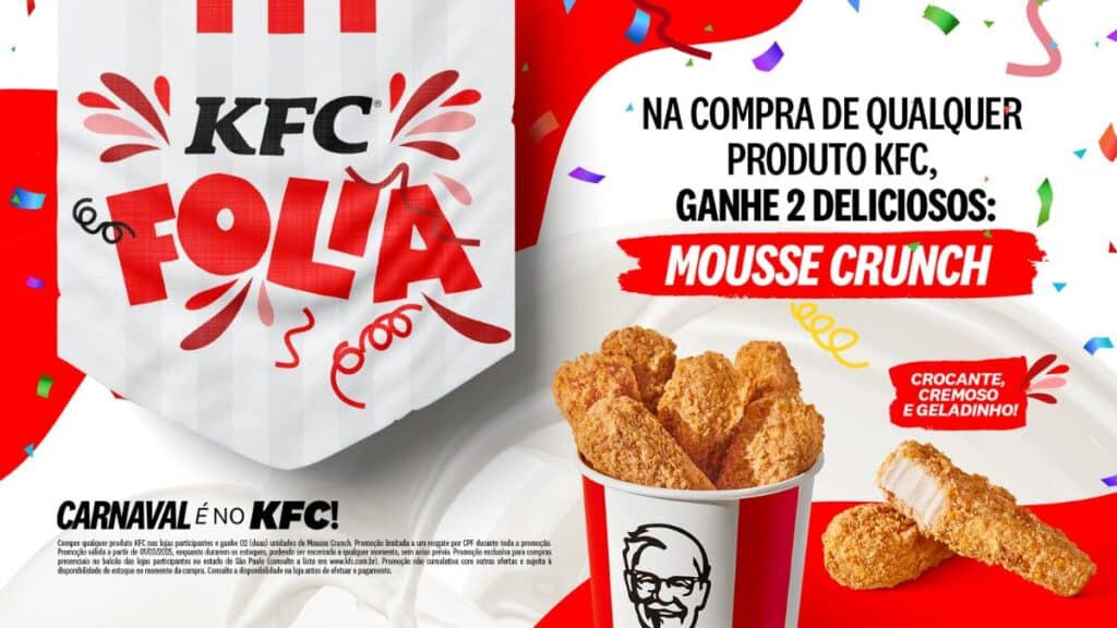 KFC oferece ‘sobremesa inusitada’ em promoção de Carnaval